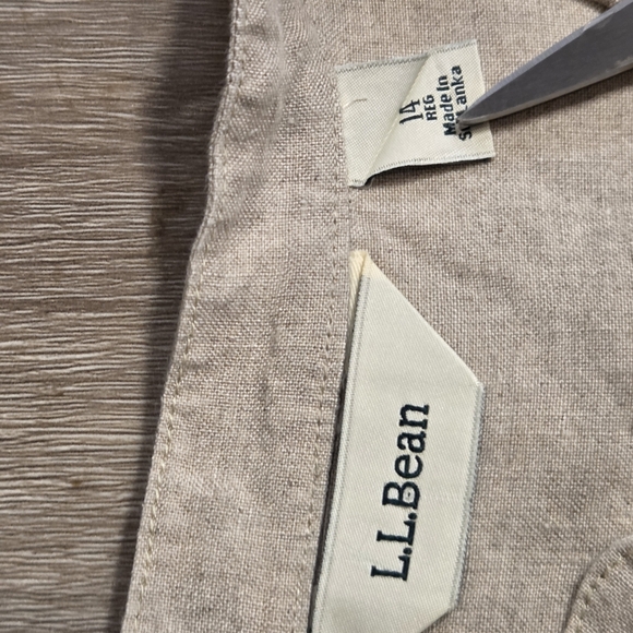 L.L. BEAN 100% Linen Pintuck Sleeveless Shirt Midi Dress Size 14 Beige - Picture 7 of 8